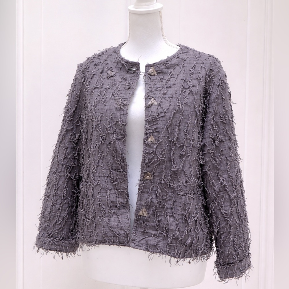 Kindred Spirit Womens L Purple Textured Cotton Jacket‎ Indie Sleaze Y2K Blazer